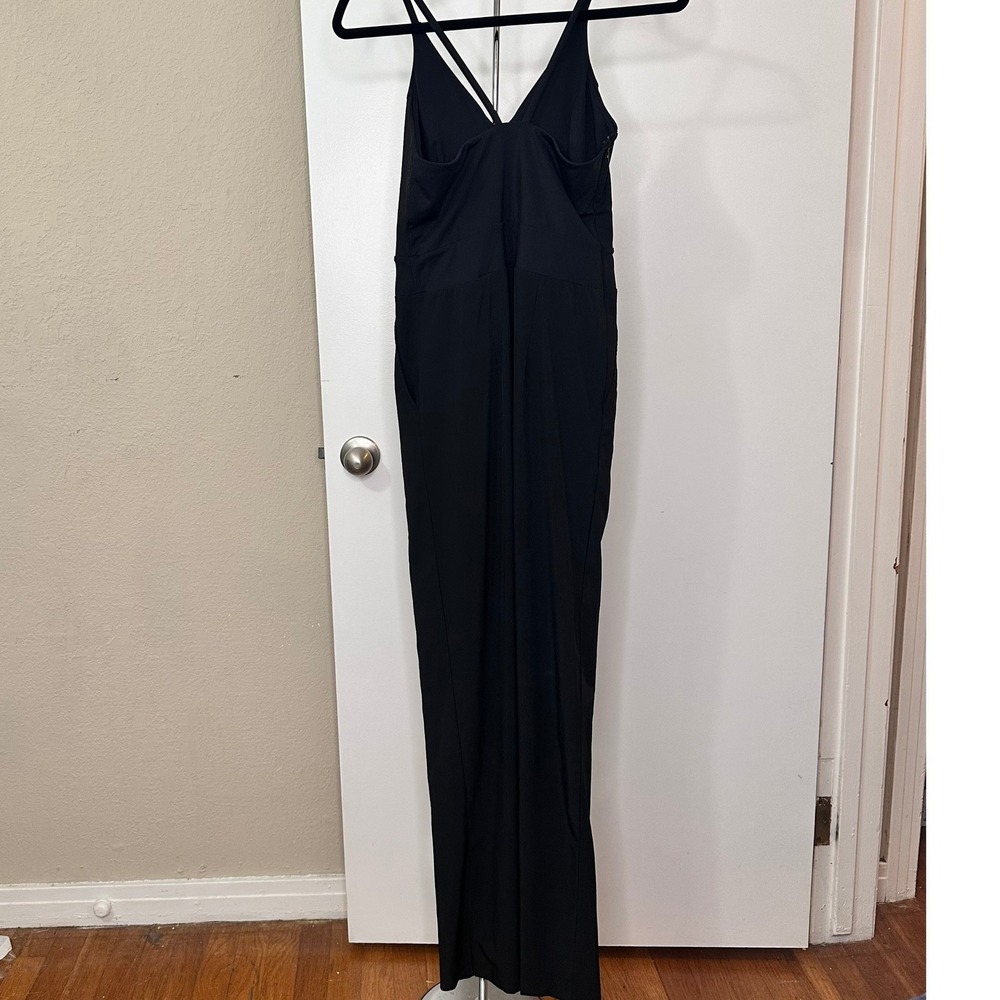 Halara Black V-Neck Crisscross Back Wide Leg Jumpsuit Womens XS NWOT